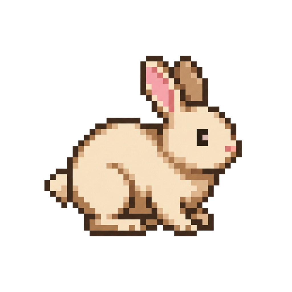A rabbit, sitting idle
